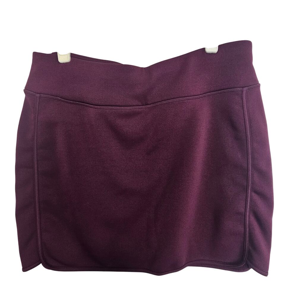 Athleta Womens Burgundy Fleece Lined Mini Skirt Size L Active Athletic Stretch